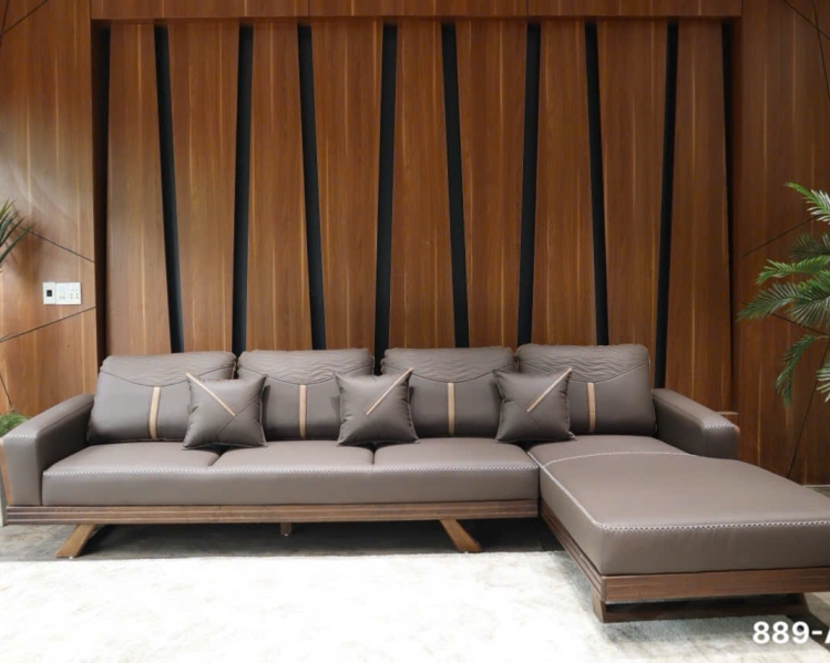 Sofa gỗ sồi nệm gối da NOPA 112W